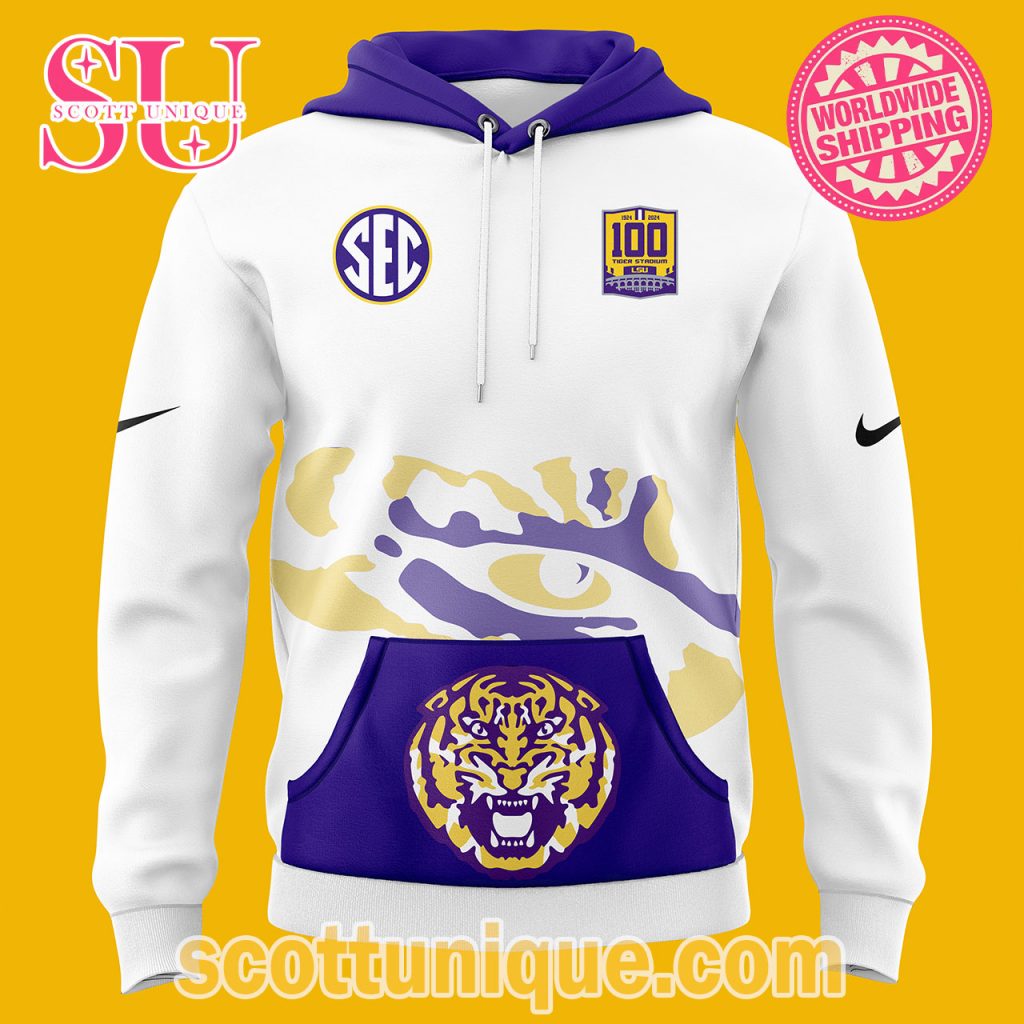 LSU Tigers 100 Years in Tiger Stadium Scratch Hoodie1 LSU Tigers 100 Years in Tiger Stadium Scratch Hoodie1