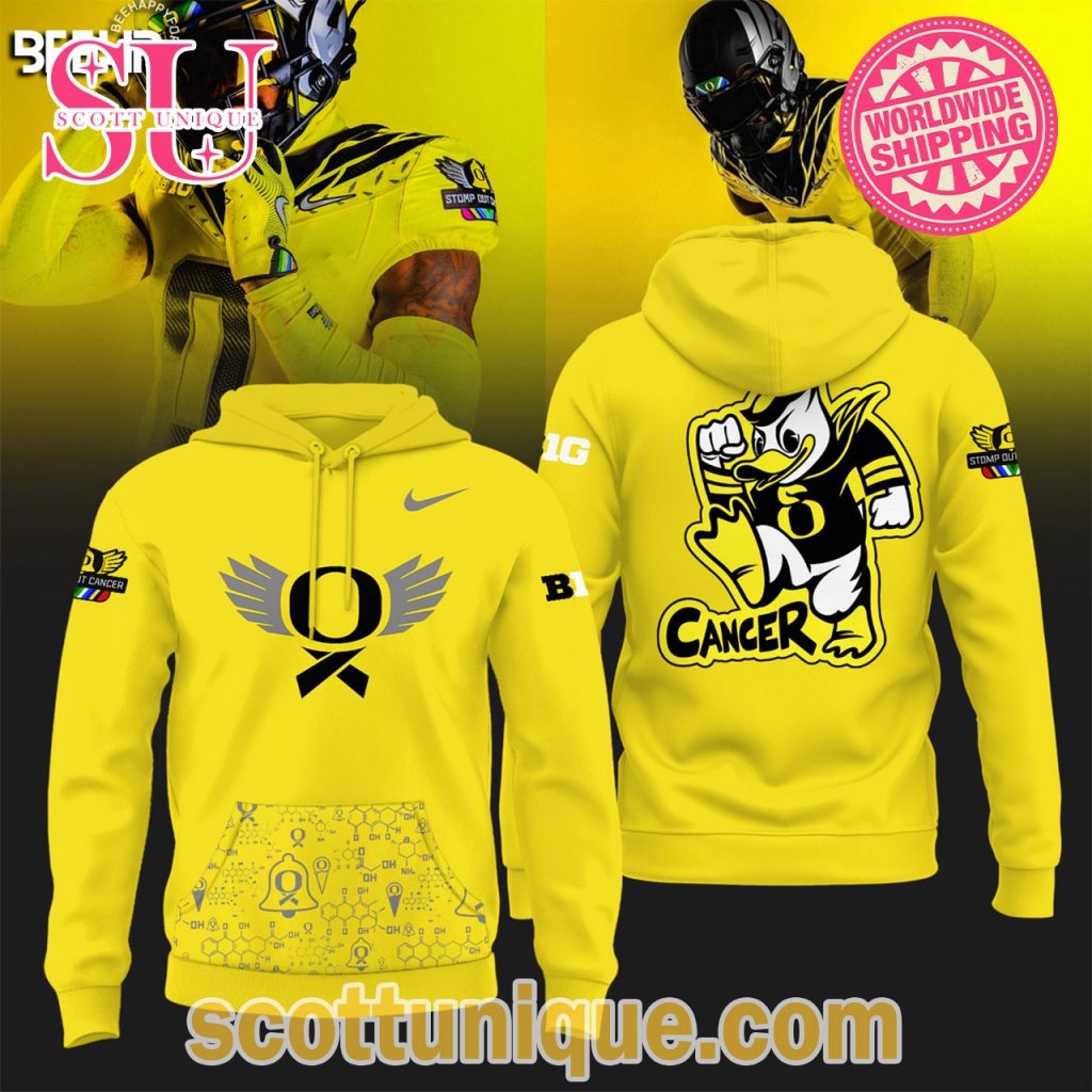Oregon Ducks Football Stomp Out Cancer Heroes Yellow Hoodie Oregon Ducks Football Stomp Out Cancer Heroes Yellow Hoodie