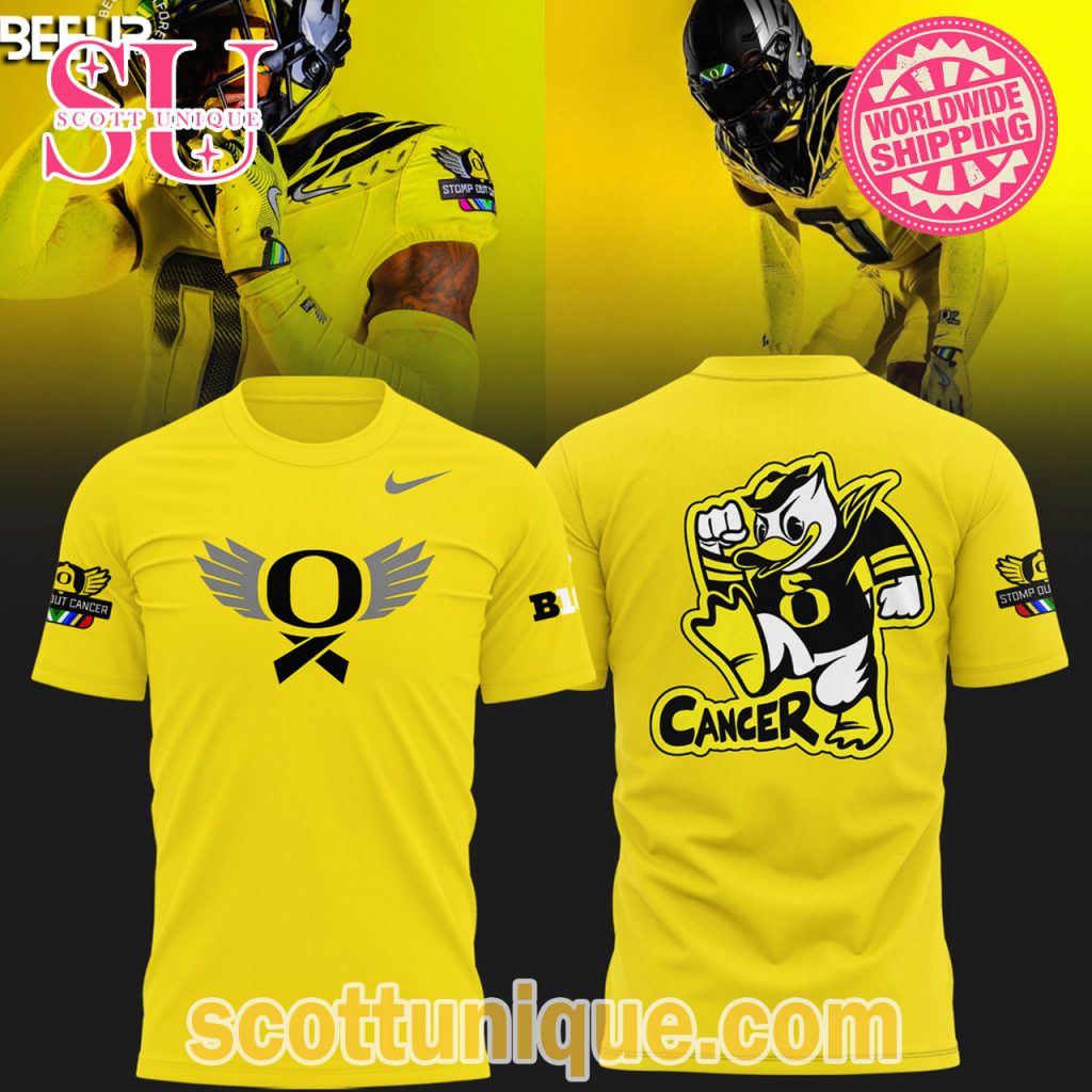 Oregon Ducks Football Stomp Out Cancer Heroes Yellow T Shirt Oregon Ducks Football Stomp Out Cancer Heroes Yellow T Shirt