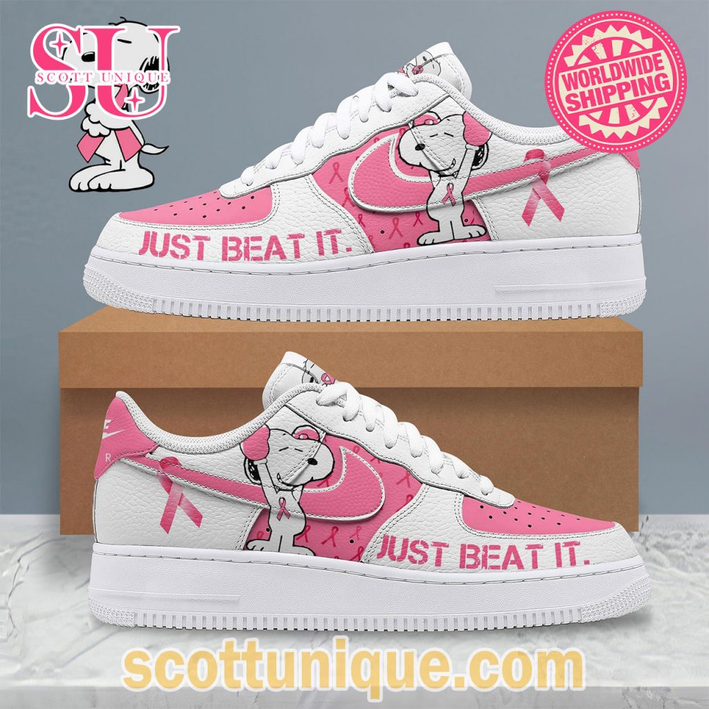 Snoopy x Breast Cancer Just Beat It Air Force Shoes1 Snoopy x Breast Cancer Just Beat It Air Force Shoes1