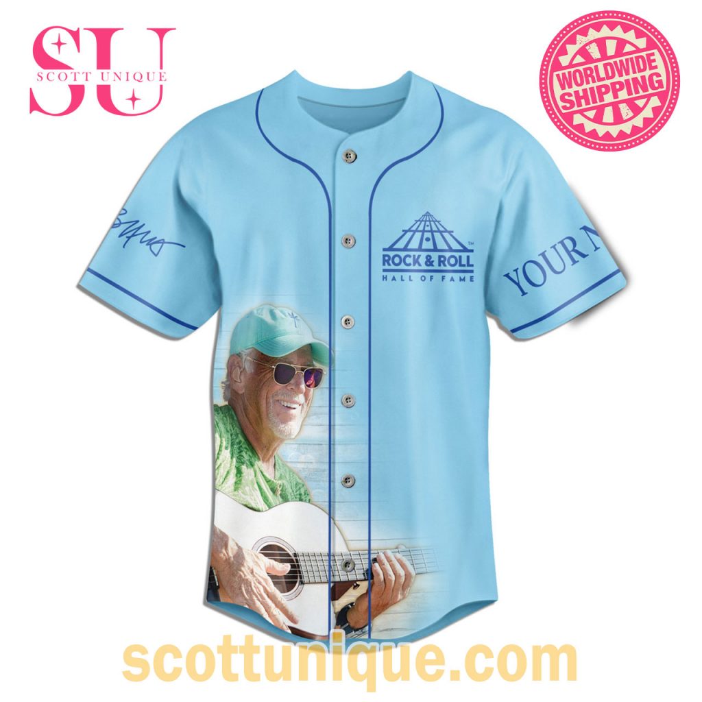 Jimmy Buffett Rock And Roll Hall Of Fame 2024 Blue Baseball Jersey Jimmy Buffett Rock And Roll Hall Of Fame 2024 Blue Baseball Jersey