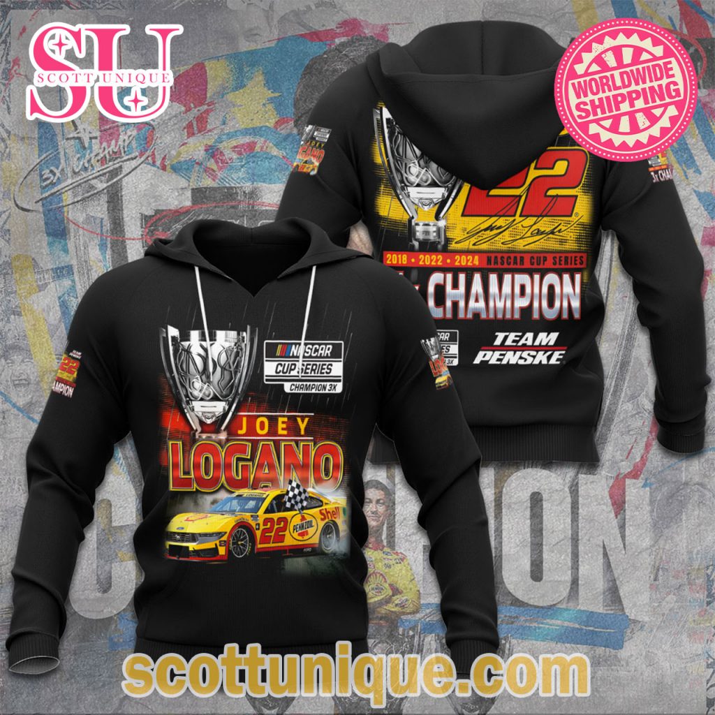 Joey Logano Cup Series Champion 3X Hoodie Joey Logano Cup Series Champion 3X Hoodie