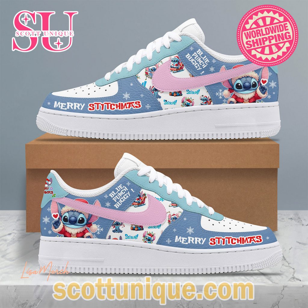 Merry Stitchmas Stitch Blue Punch Buggy Air Force Shoes2 Merry Stitchmas Stitch Blue Punch Buggy Air Force Shoes2