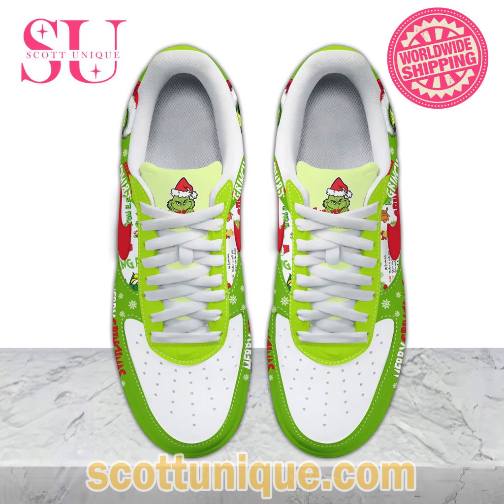 Team Grinch Merry Christmas Green Nike Air Force Shoes2 Team Grinch Merry Christmas Green Nike Air Force Shoes2