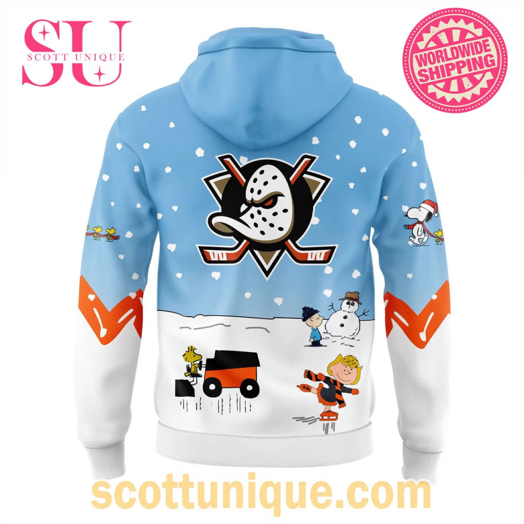 Anaheim Ducks Peanuts & Snoopy Night Christmas Hoodie2