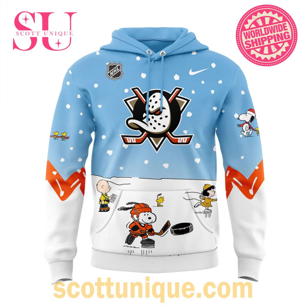 Anaheim Ducks Peanuts & Snoopy Night Christmas Hoodie2