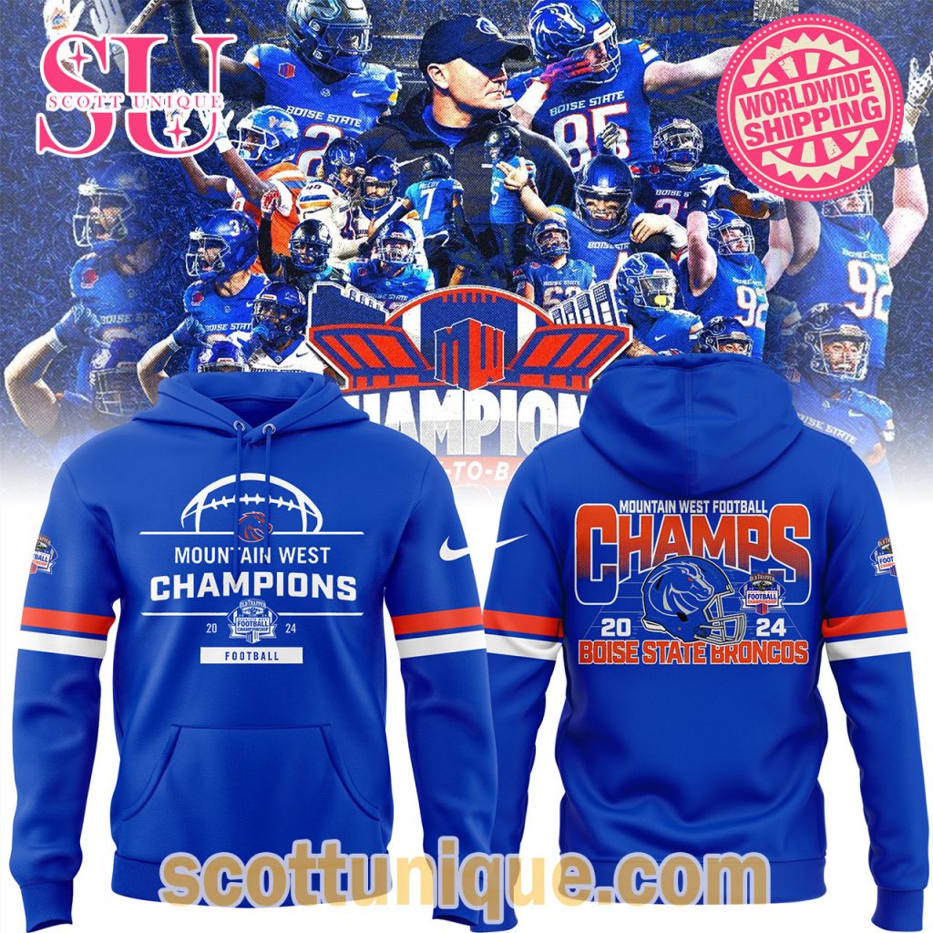 Boise State Mountain West Football Champions 2024 Hoodie Boise State Mountain West Football Champions 2024 Hoodie