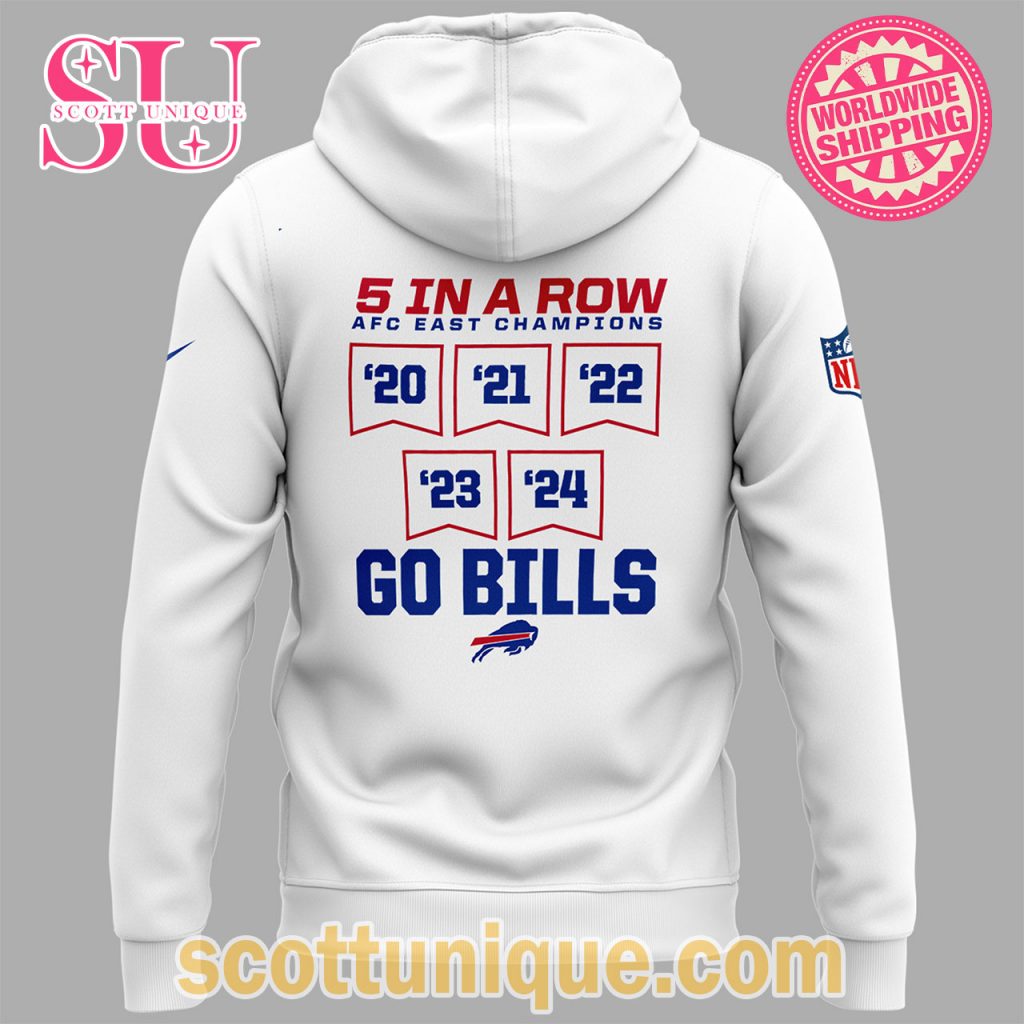 Buffalo Bills AFC EAST Champions 2024 White Hoodie2 Buffalo Bills AFC EAST Champions 2024 White Hoodie2