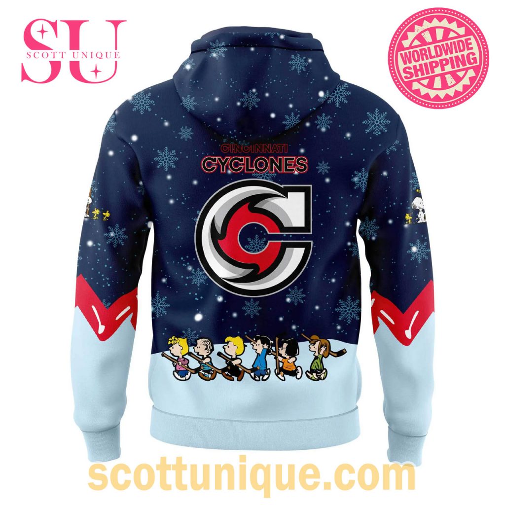 Cincinnati Cyclones x Peanuts Holiday Speciality Navy Hoodie1 Cincinnati Cyclones x Peanuts Holiday Speciality Navy Hoodie1