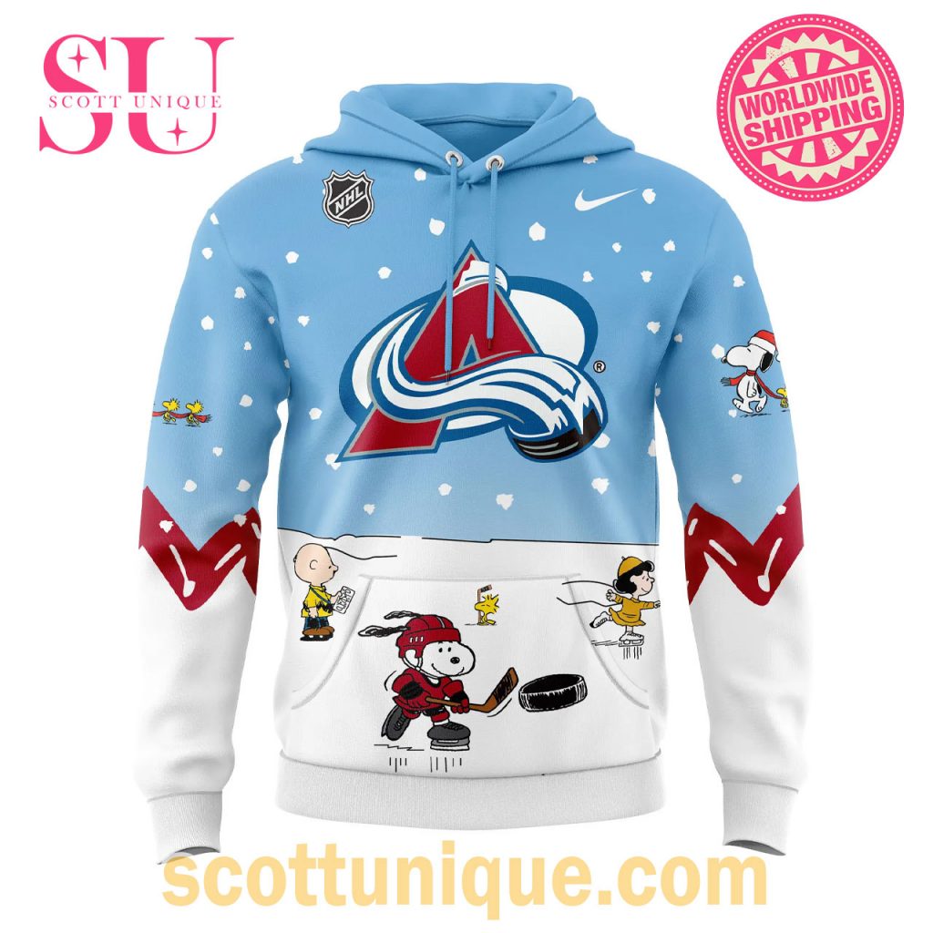 Colorado Avalanche Peanuts & Snoopy Night Christmas Hoodie1