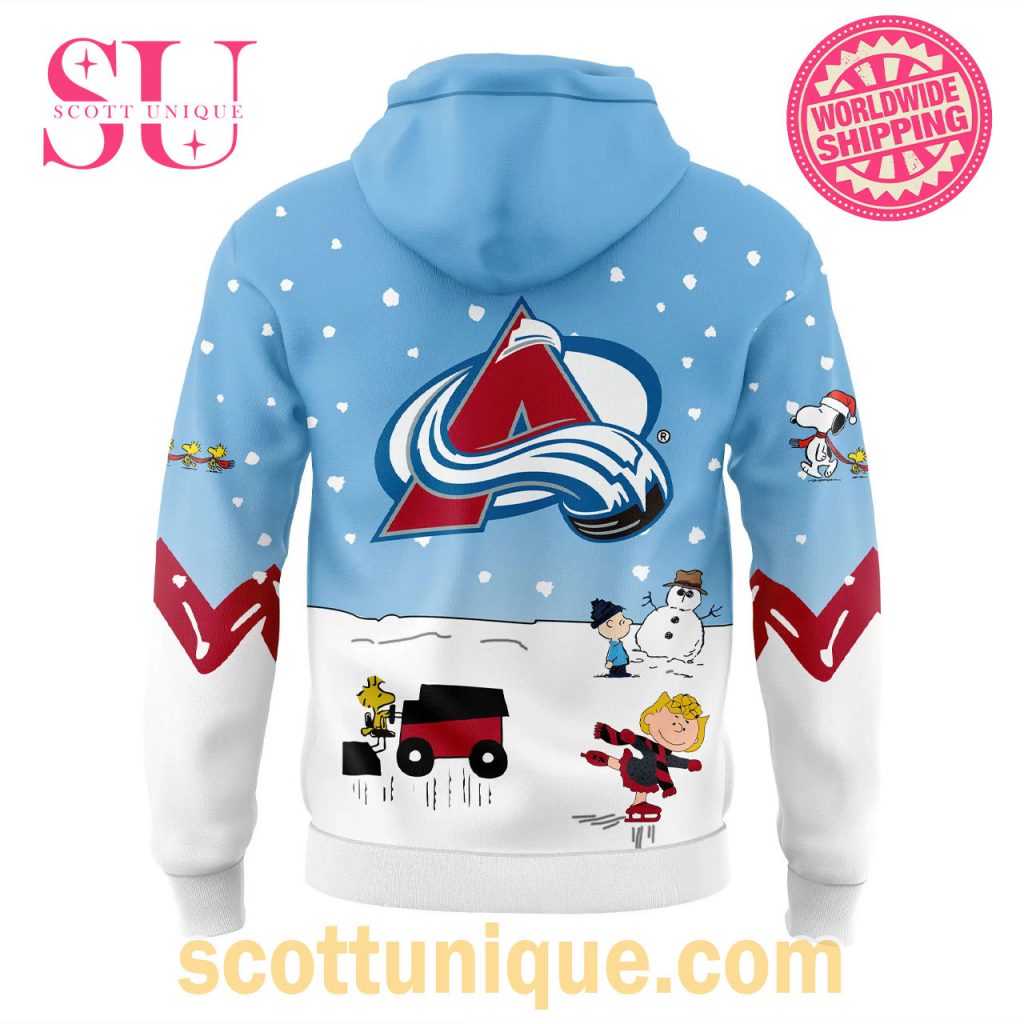 Colorado Avalanche Peanuts & Snoopy Night Christmas Hoodie2