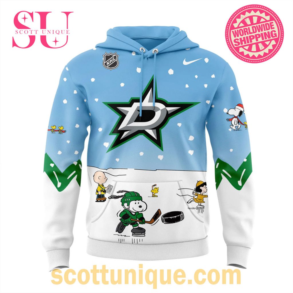 Dallas Stars Peanuts & Snoopy Night Christmas Hoodie2