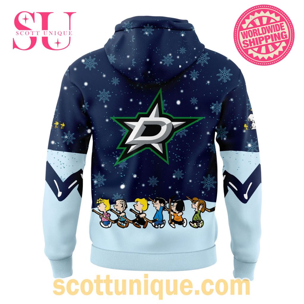 Dallas Stars Peanuts & Snoopy Night Christmas Navy Hoodie1