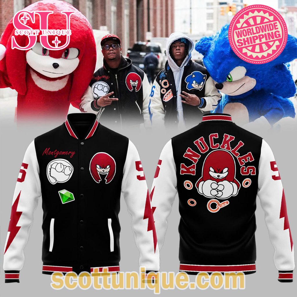 Detroit Lions Collab Sonic & Knuckles Super Son Knuck Red Baseball Jacket1 Detroit Lions Collab Sonic & Knuckles Super Son Knuck Red Baseball Jacket1