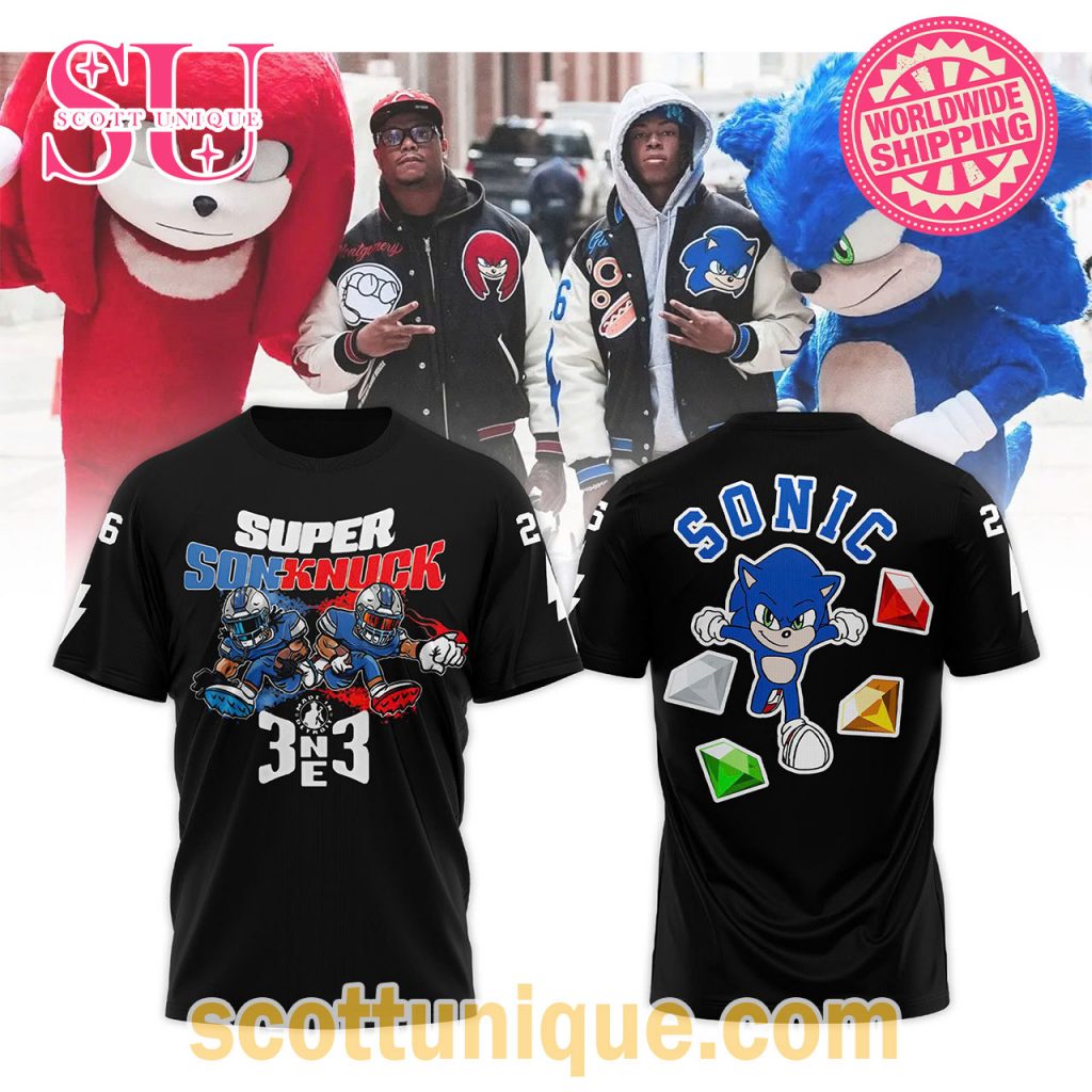 Detroit Lions Collab Sonic and Knuckles Limited Edition T Shirt Detroit Lions Collab Sonic and Knuckles Limited Edition T Shirt