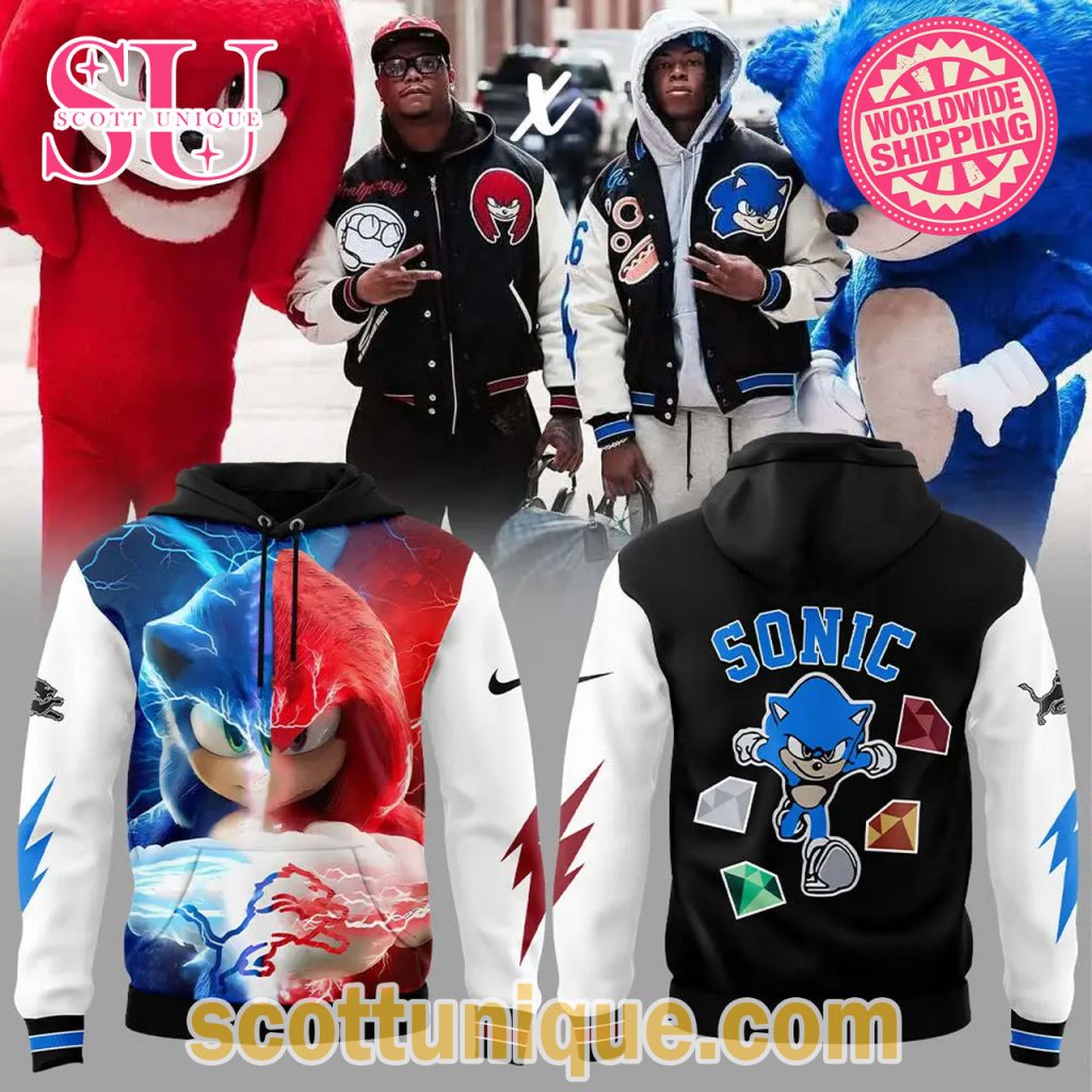 Detroit Lions x Sonic and Knuckles Nike Blue Hoodie