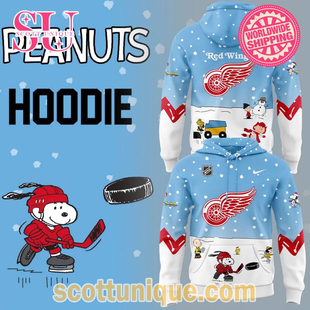 Detroit Red Wings Peanuts & Snoopy Night Christmas Hoodie Detroit Red Wings Peanuts & Snoopy Night Christmas Hoodie