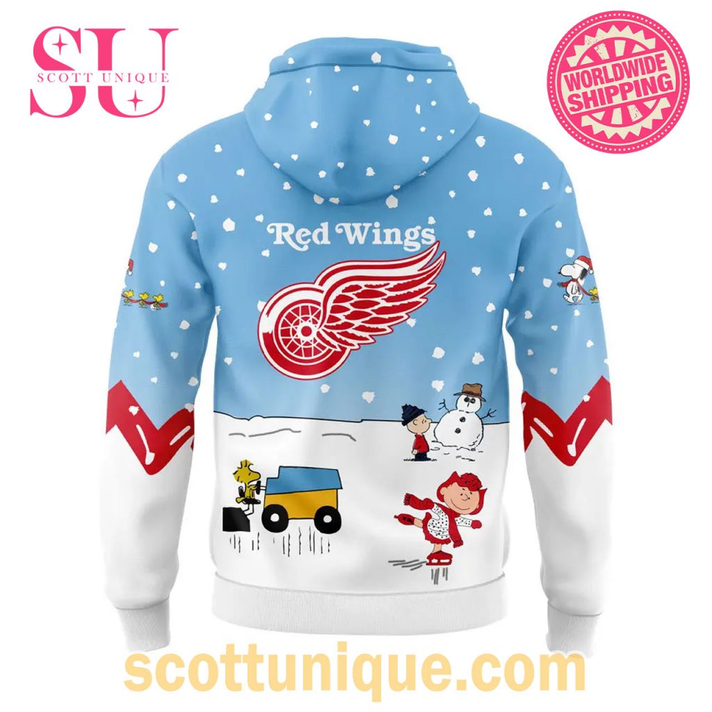 Detroit Red Wings Peanuts & Snoopy Night Christmas Hoodie1 Detroit Red Wings Peanuts & Snoopy Night Christmas Hoodie1
