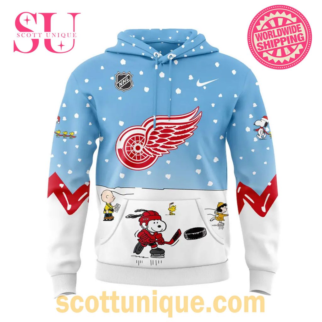 Detroit Red Wings Peanuts & Snoopy Night Christmas Hoodie2 Detroit Red Wings Peanuts & Snoopy Night Christmas Hoodie2