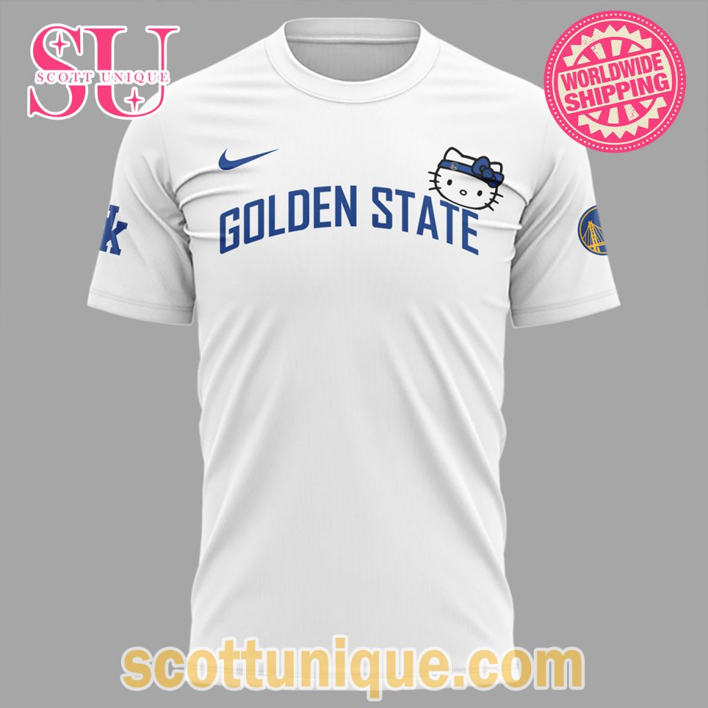 Golden State Warriors x Hello Kitty Night 2024 White T Shirt1 Golden State Warriors x Hello Kitty Night 2024 White T Shirt1