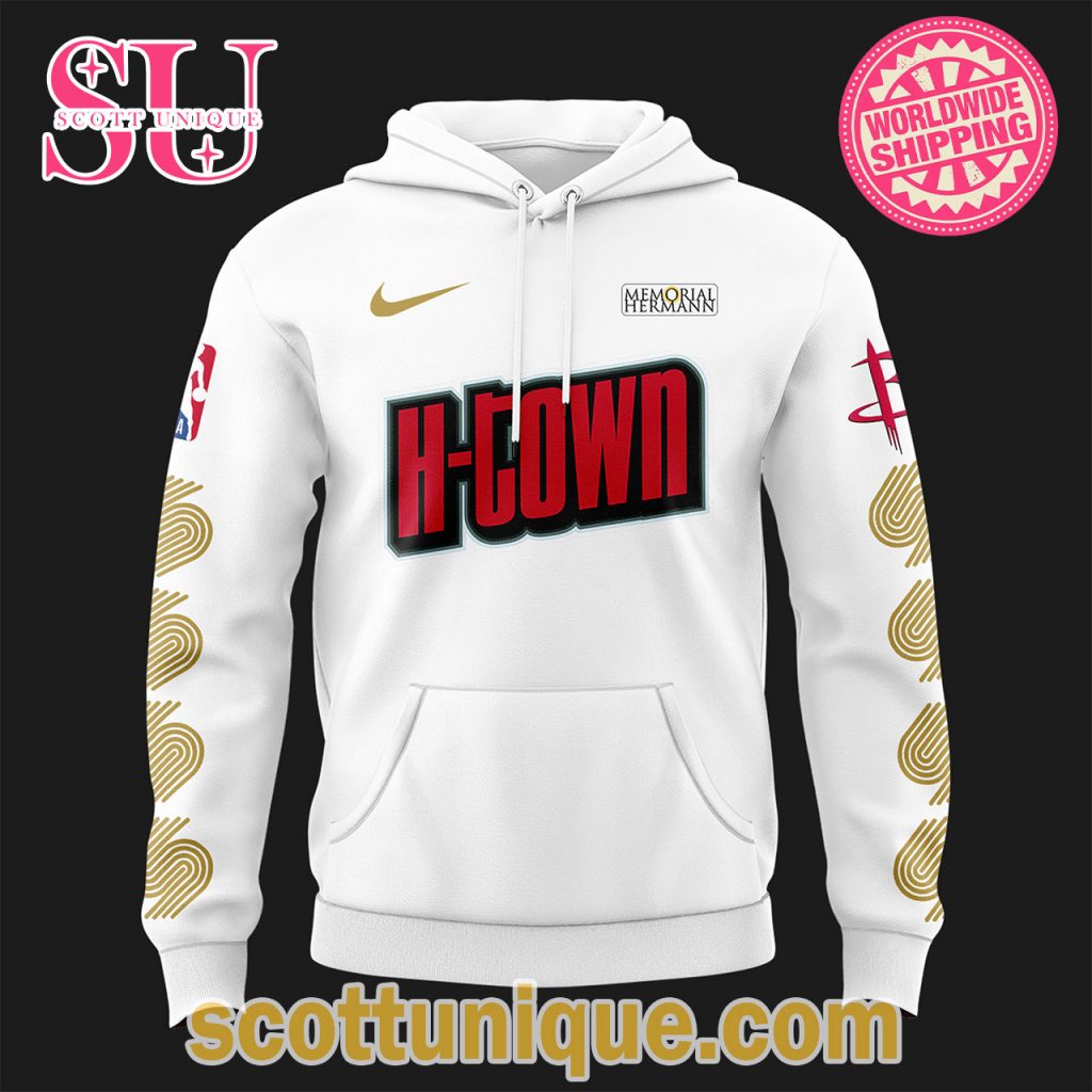 Houston Rockets H Town City Edition 2024 White Hoodie2