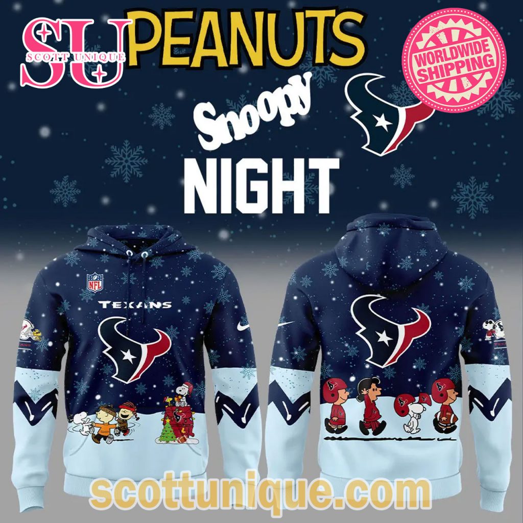 Houston Texans x Peanuts & Snoopy Night Christmas Hoodie
