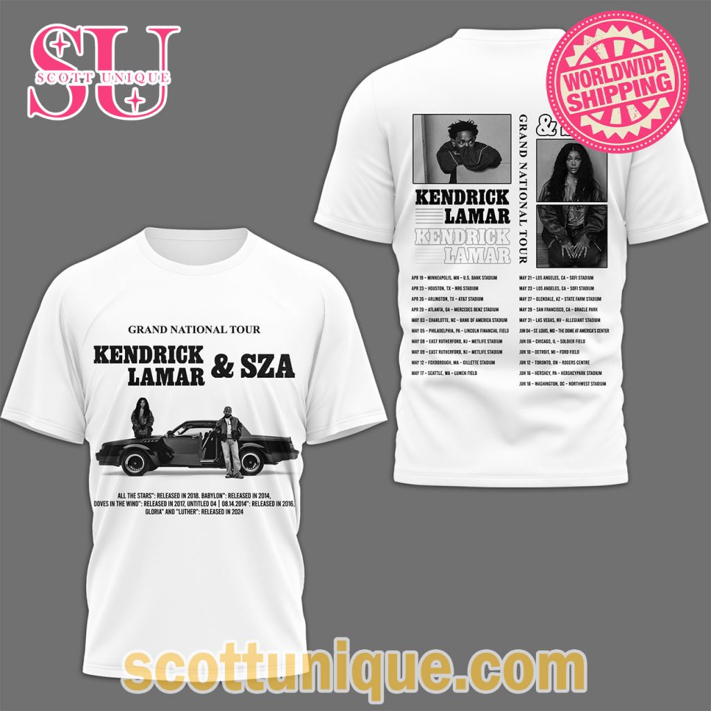 Kendrick Lamar x SZA Grand National Tour 2024 White T Shirt1 Kendrick Lamar x SZA Grand National Tour 2024 White T Shirt1
