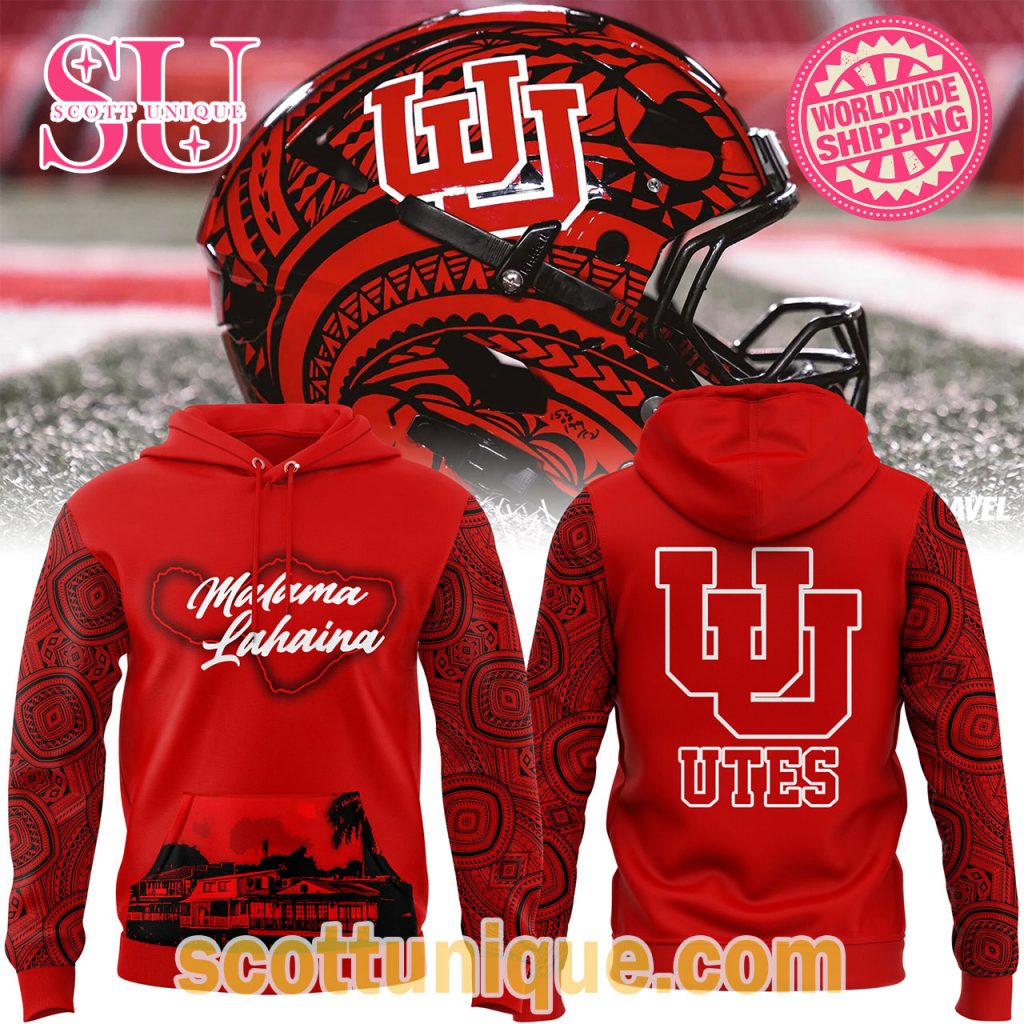 New Malama Lahaina Utah Utes Football Red Hoodie