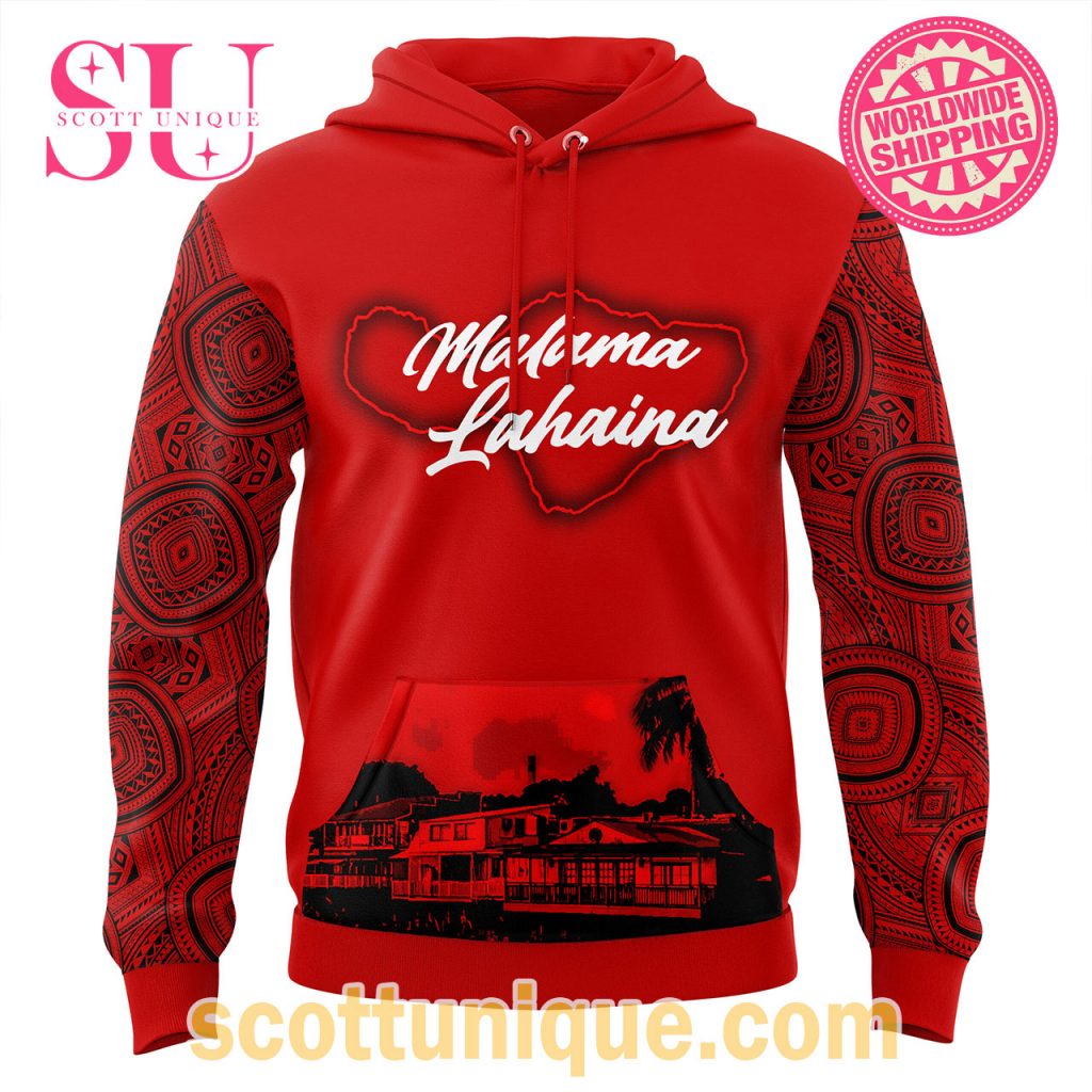 New Malama Lahaina Utah Utes Football Red Hoodie1