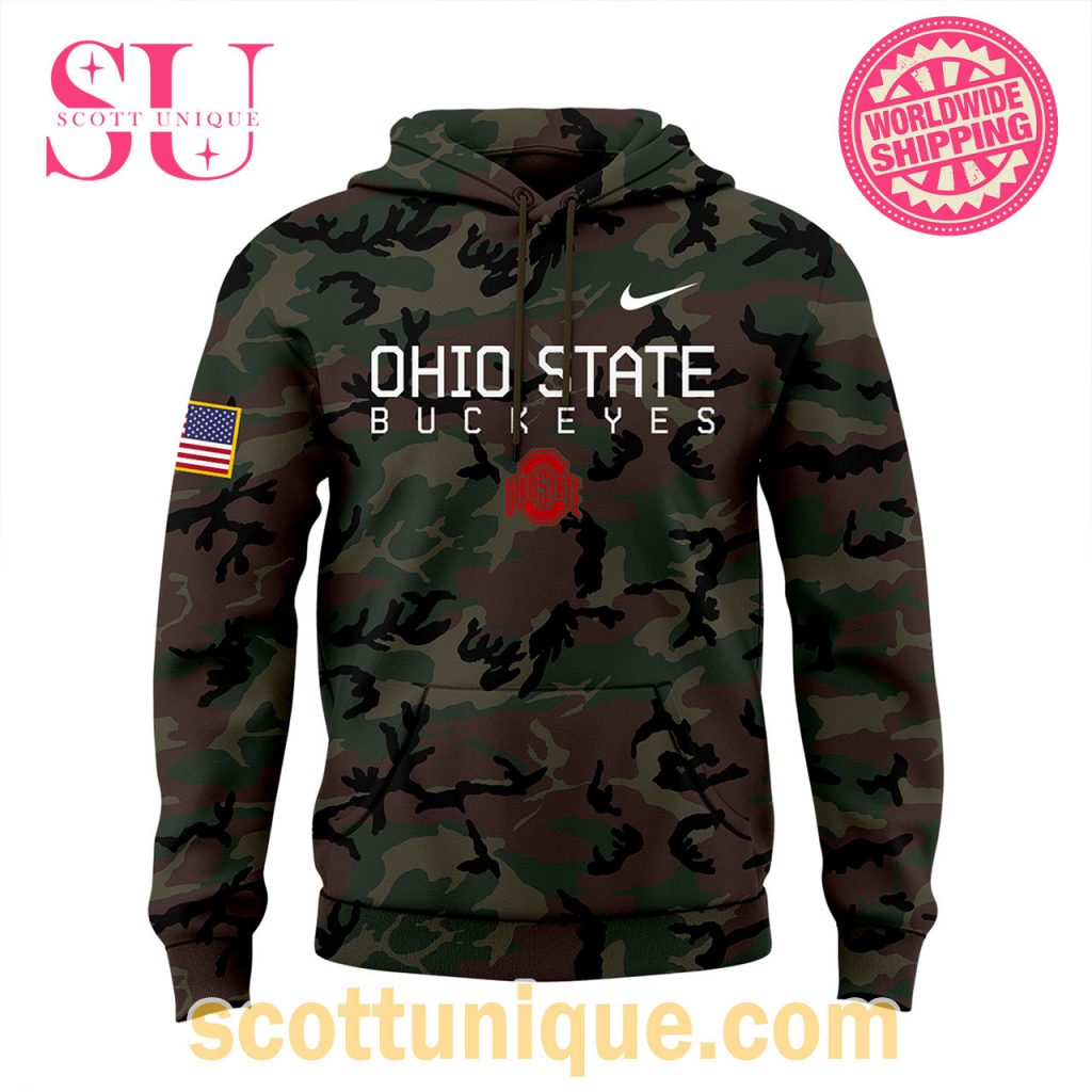 Ohio State Buckeyes Nike Camo Army 2024 Hoodie1