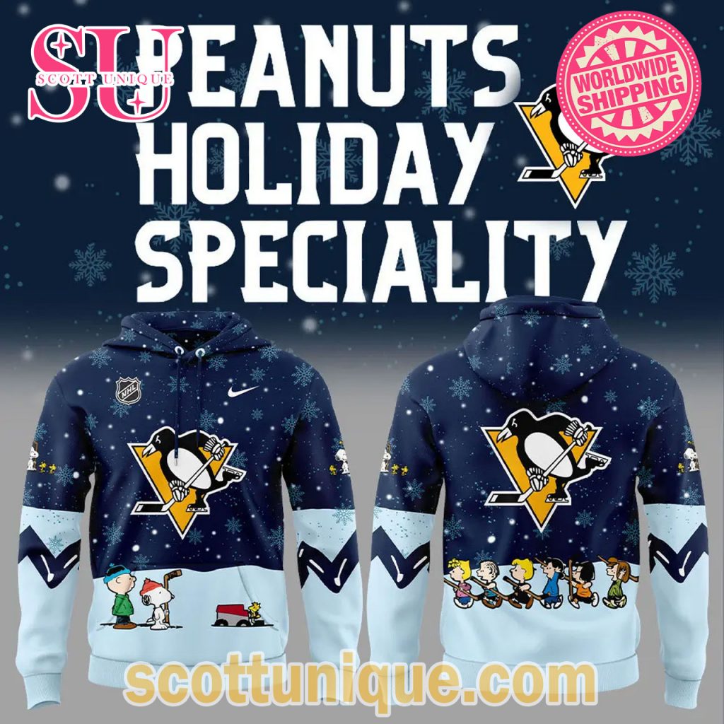 Pittsburgh Penguins x Peanuts Holiday Speciality Navy Hoodie Pittsburgh Penguins x Peanuts Holiday Speciality Navy Hoodie