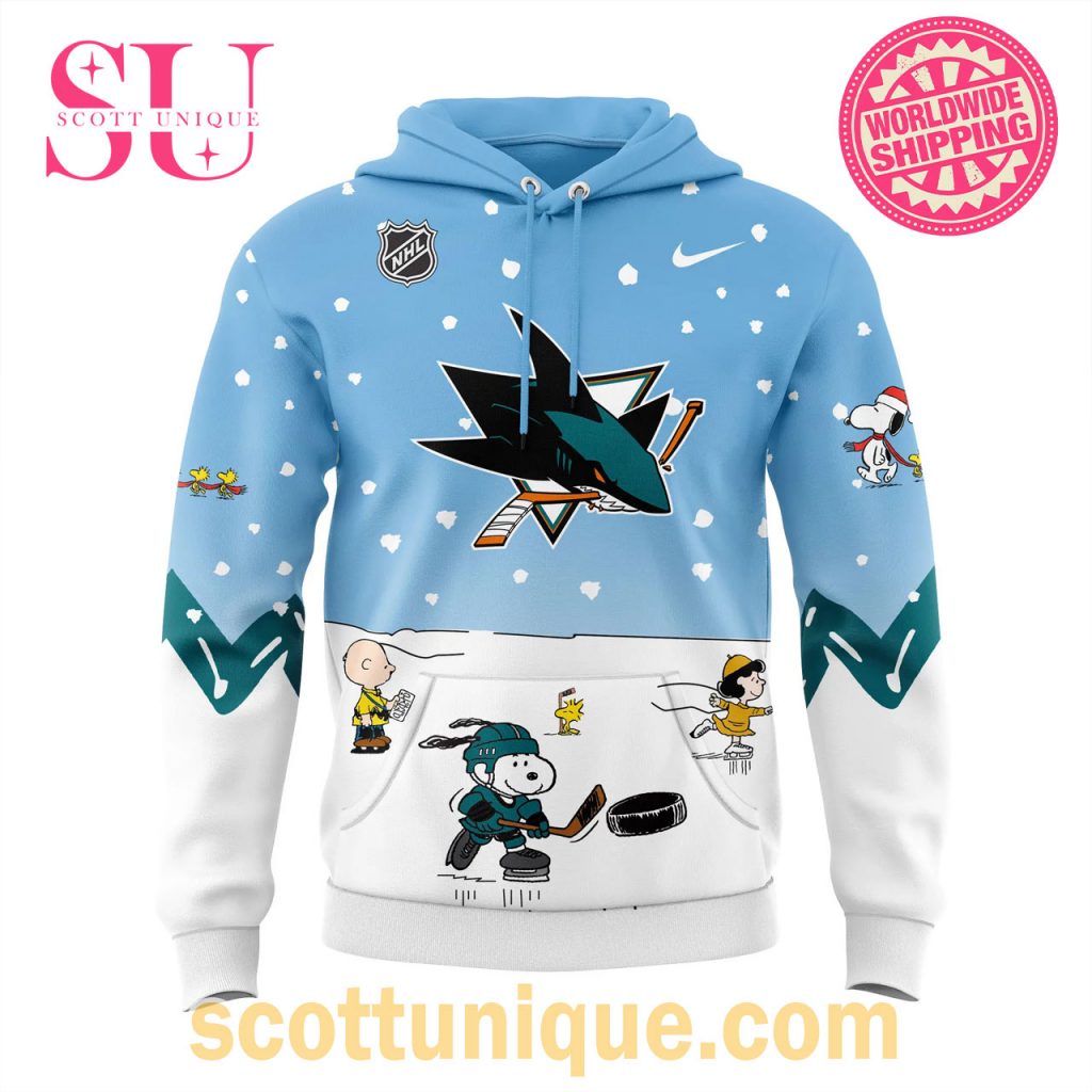 San Jose Sharks Peanuts & Snoopy Night Christmas Hoodie1