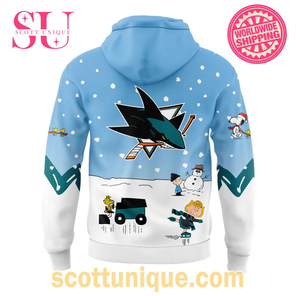 San Jose Sharks Peanuts & Snoopy Night Christmas Hoodie2