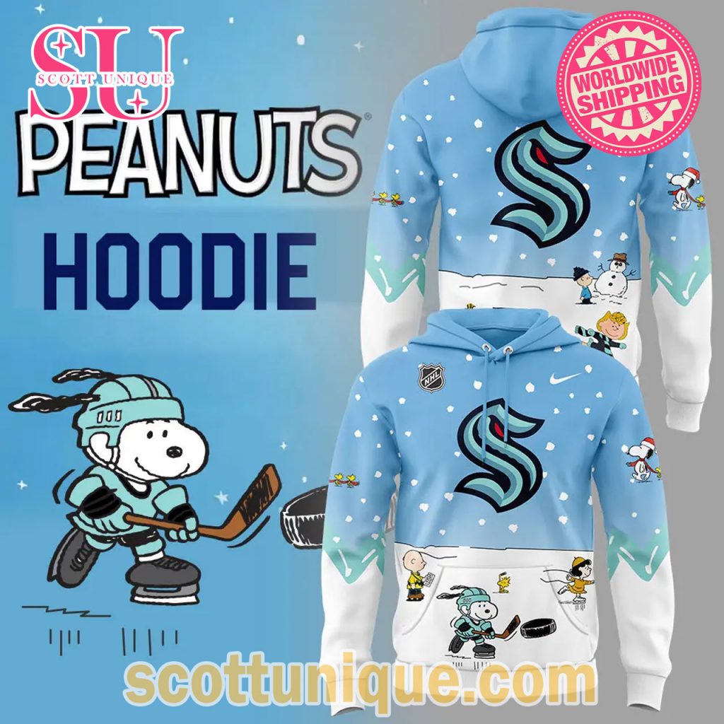 Seattle Kraken Peanuts & Snoopy Night Christmas Hoodie2
