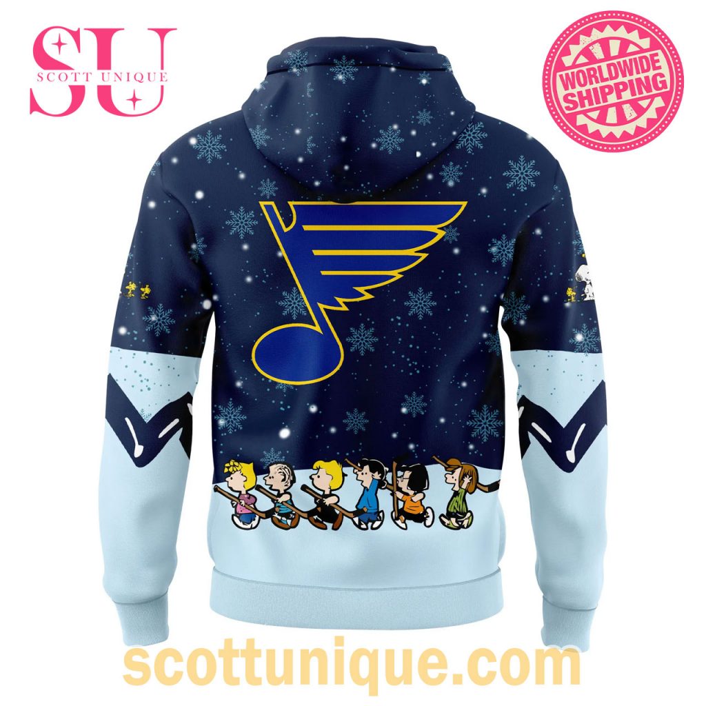St. Louis Blues Peanuts & Snoopy Night Christmas Navy Hoodie1