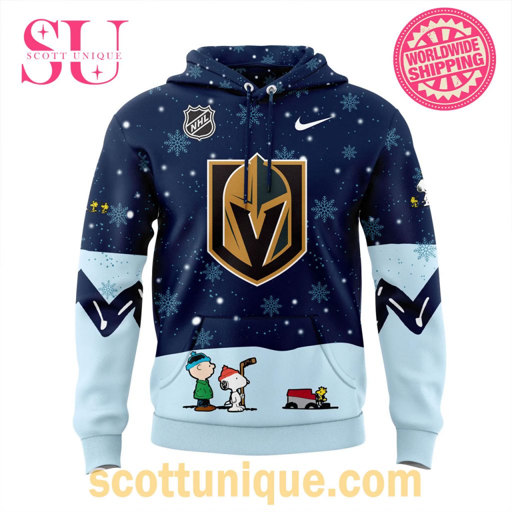 Vegas Golden Knights x Peanuts Holiday Speciality Navy Hoodie2