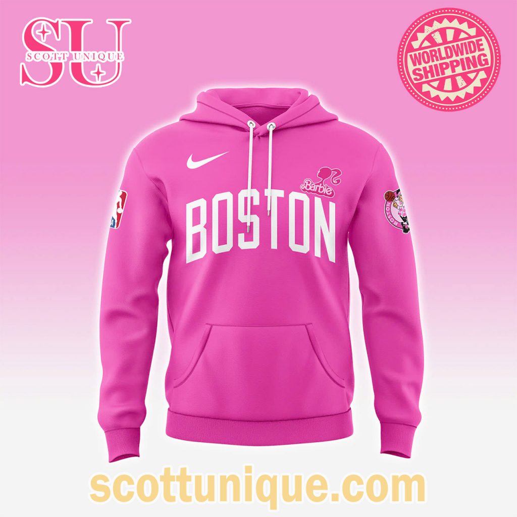 Boston Celtics x Barbie Night Game 2025 Pink Hoodie2 Boston Celtics x Barbie Night Game 2025 Pink Hoodie2