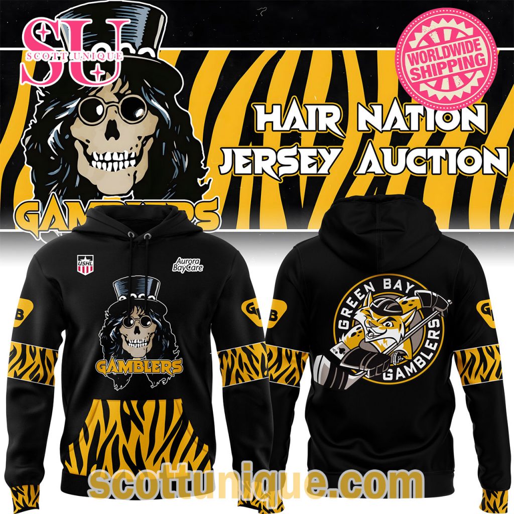 Green Bay Gamblers “Hair Nation Jersey Auction” Hoodie Green Bay Gamblers “Hair Nation Jersey Auction” Hoodie