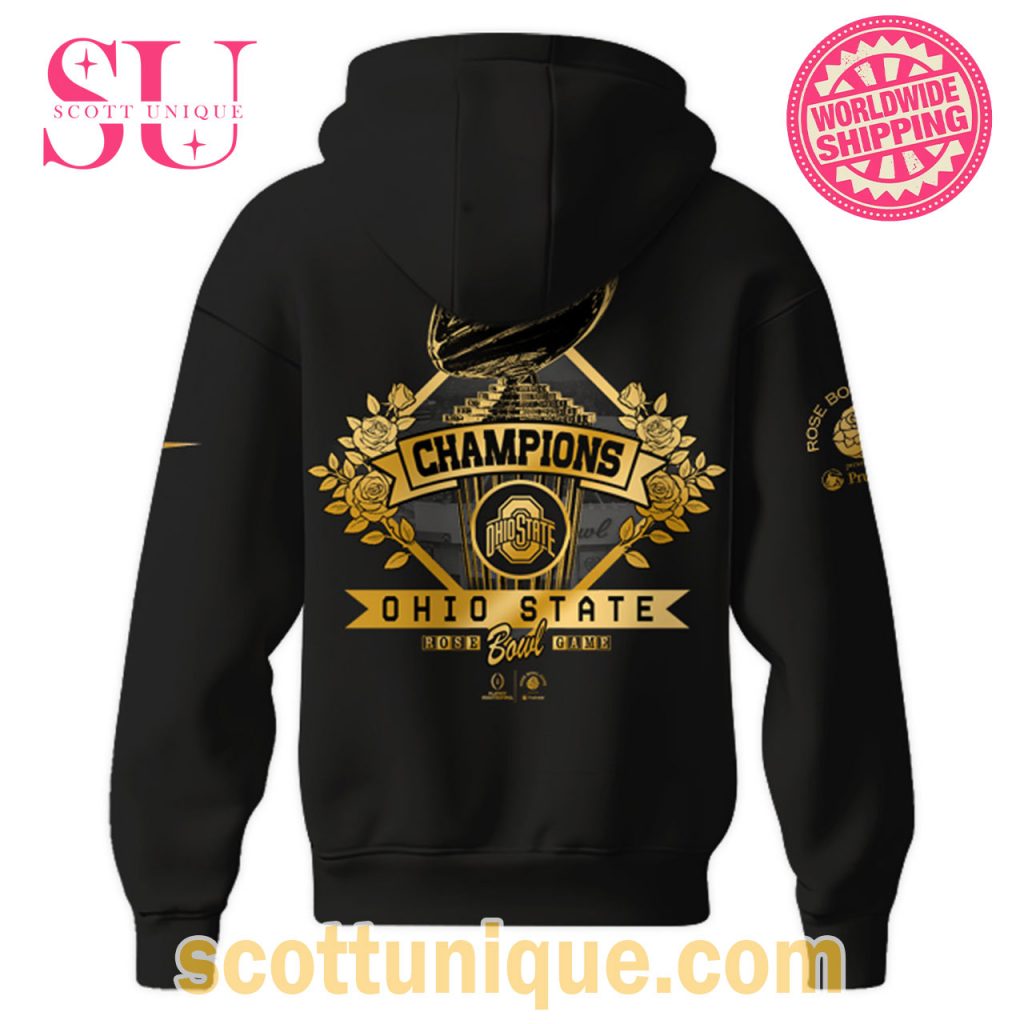 Ohio State Buckeyes x Rose Bowl Champions 2025 Black Hoodie1 Ohio State Buckeyes x Rose Bowl Champions 2025 Black Hoodie1