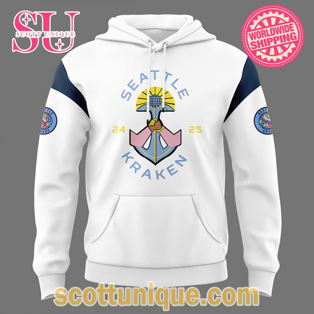 Seattle Kraken x Pride Night 2025 White Hoodie1