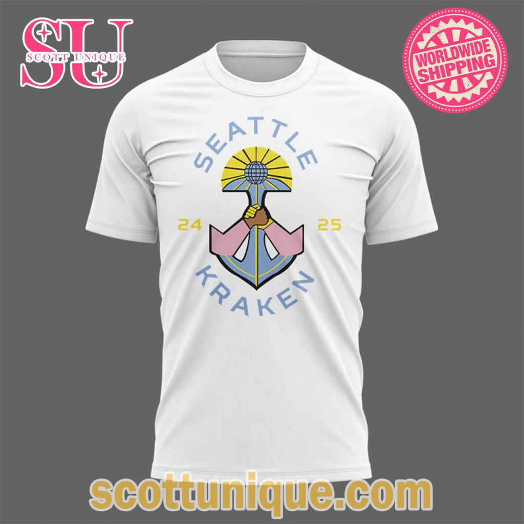 Seattle Kraken x Pride Night 2025 White T Shirt2