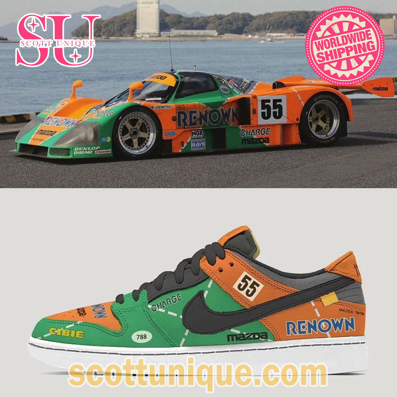 Renown 55 Mazda 787B Racing Motohelix Nike Dunk Shoes