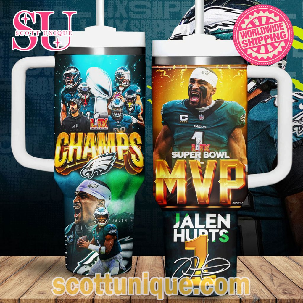 Philadelphia Eagles MVP Super Bowl LIX Jalen Hurts Stanley Tumbler Philadelphia Eagles MVP Super Bowl LIX Jalen Hurts Stanley Tumbler
