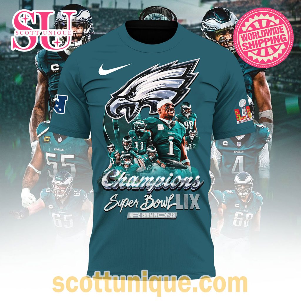 Philadelphia Eagles Super Bowl LIX Champions 2025 Cyan T Shirt2 Philadelphia Eagles Super Bowl LIX Champions 2025 Cyan T Shirt2