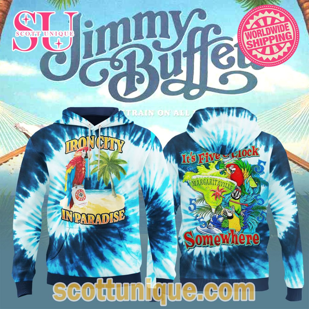 Jimmy Buffett Iron City In Paradise TieDye Ocean Hoodie Jimmy Buffett Iron City In Paradise TieDye Ocean Hoodie