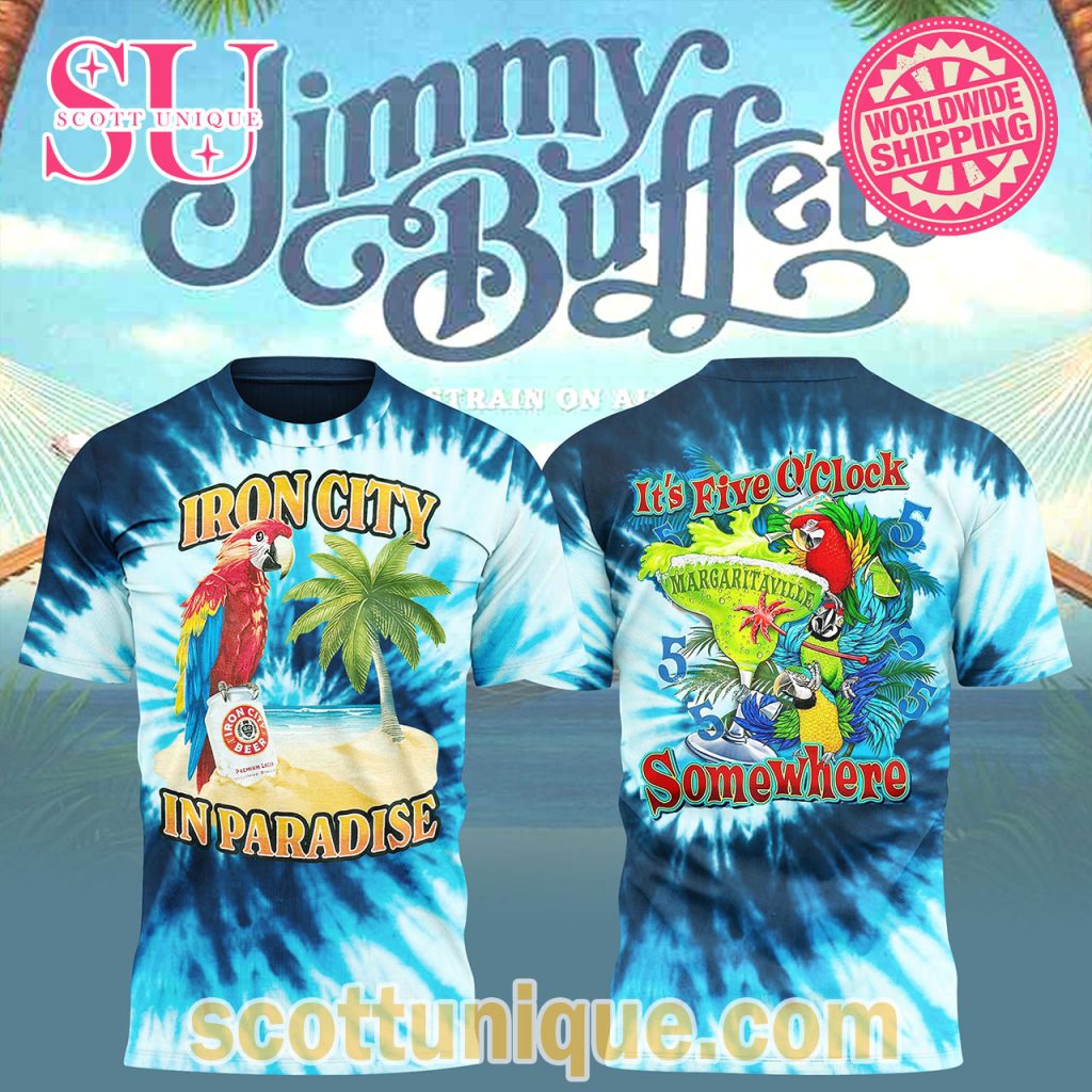 Jimmy Buffett Iron City In Paradise TieDye Ocean Shirt Jimmy Buffett Iron City In Paradise TieDye Ocean Shirt