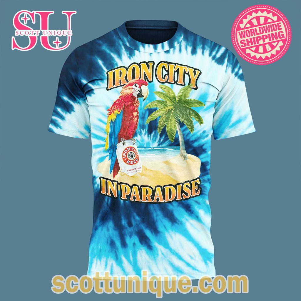 Jimmy Buffett Iron City In Paradise TieDye Ocean Shirt1 Jimmy Buffett Iron City In Paradise TieDye Ocean Shirt1