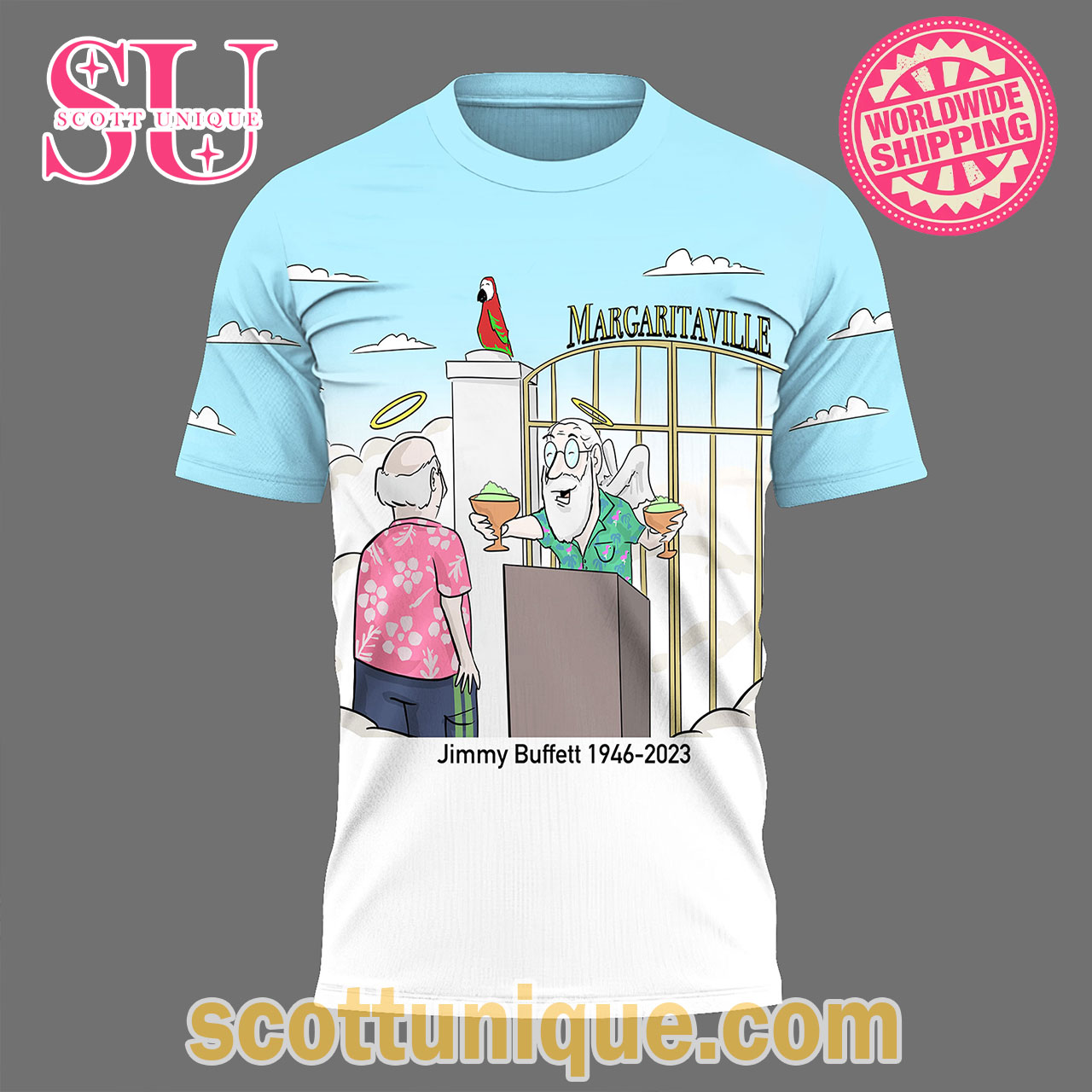 Jimmy Buffett Art 1946 – 2023 Thank You Shirt