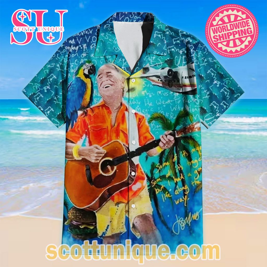 Jimmy Buffett Signature Ocean Hawaiian Shirt Jimmy Buffett Signature Ocean Hawaiian Shirt
