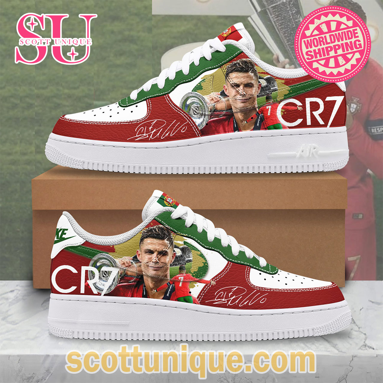 Cristiano Ronaldo CR7 Goat Champions UEFA Nations League Air Force Shoes